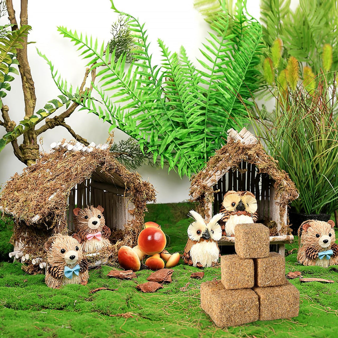Hemobllo 12 Stück Mini Heuballen Strohballen Spielzeug, 1:32 Massstab Miniatur Bauernhof Zubehör für