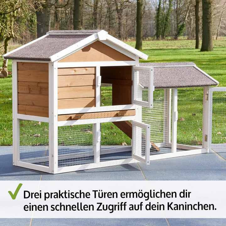 zooprinz moderner Hasenstall, Kaninchenstall – aus massivem Vollholz ideal für draussen -Einfach zu