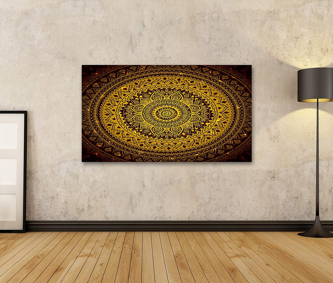 islandburner Bild auf Leinwand Orientalisches Ornament Gold Bilder Wandbilder Poster Leinwand 100x57