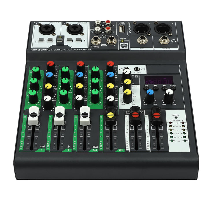TaNeHaKi DJ Mixer 4 Kanal Sound Mixer Bluetooth Audio Mixer 4 Kanal Musikmixer Bluetooth Mini Audio
