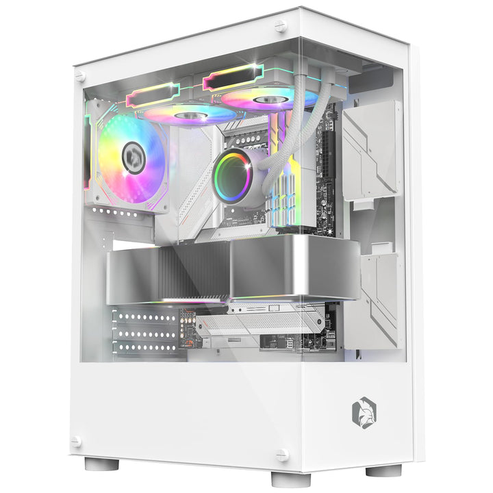 EMPIRE GAMING - (2024 Neu) Gamer PC-Gehäuse CM-241 – ARGB Mid Tower Micro-ATX und ITX – 3 Lüfter 120