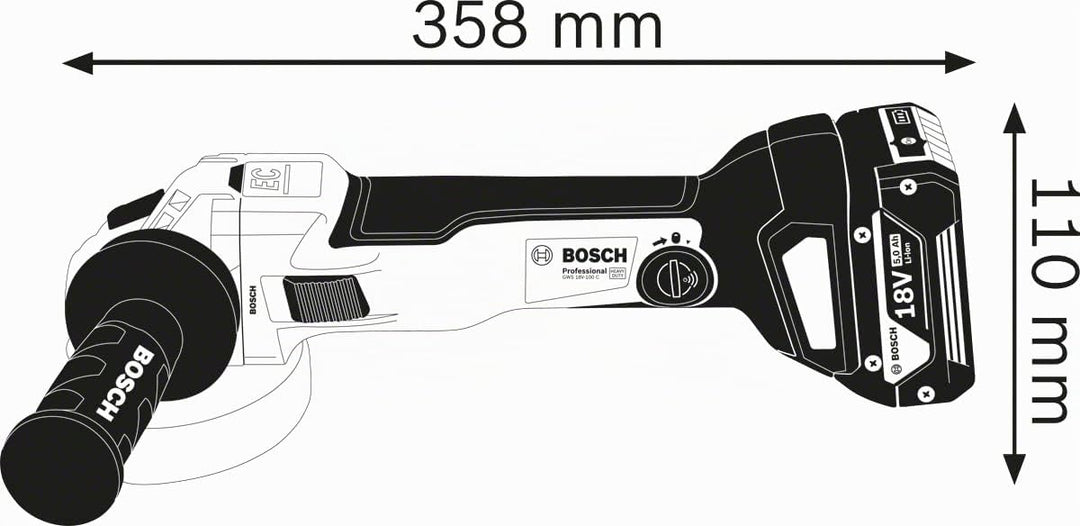 Bosch Professional 18V System Akku Winkelschleifer GWS 18V-10 (Scheibendurchmesser 125mm, inkl. 2x5.