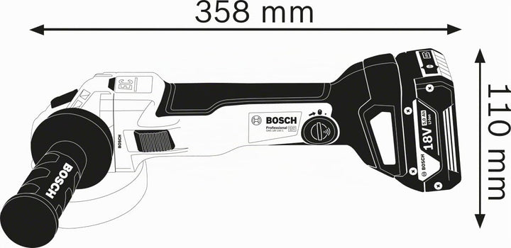 Bosch Professional 18V System Akku Winkelschleifer GWS 18V-10 (Scheibendurchmesser 125mm, inkl. 2x5.