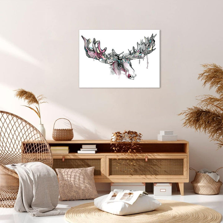 Bilder auf Leinwand Moose Bunt Kopf Abbildung Leinwandbild 70x50cm Wandbilder Dekoration Wohnzimmer