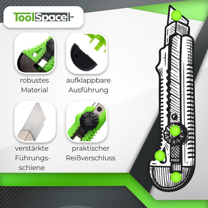 24 Stück Cuttermesser PROFI Stanleymesser Teppichmesser 18mm Gummi Griff Robuster Konstruktion Carbo
