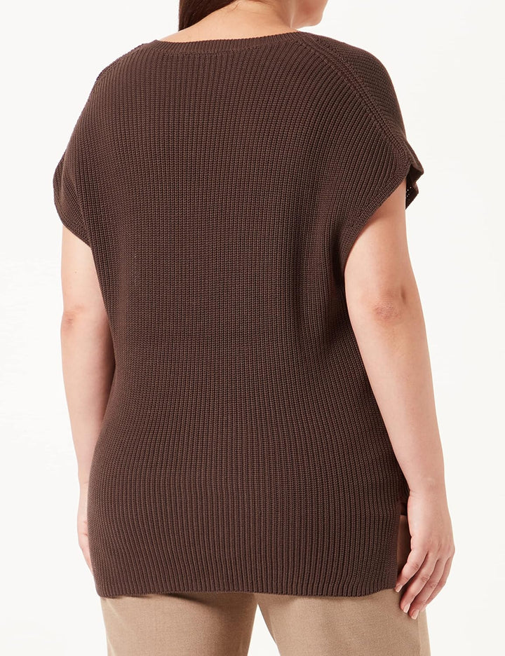 SAMOON Damen 172004-25303 Pullunder, Dark Chocolate, 44
