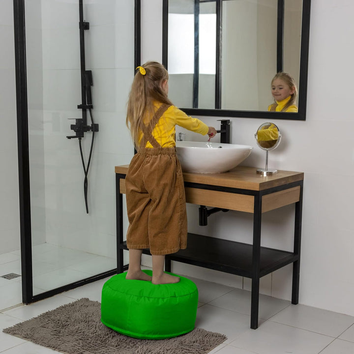 Bruni Pouf Sitzhocker M in Grün – runder Sitzpouf, Indoor und Outdoor als Fusshocker, Yoga-Sitzkisse