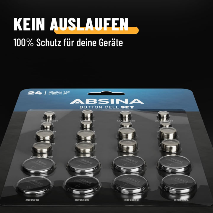 ABSINA 240er Pack Alkaline & Lithium Knopfzellen - 20x AG1 / 20x AG3 / 40x AG4 / 40x AG10 / 40x AG13