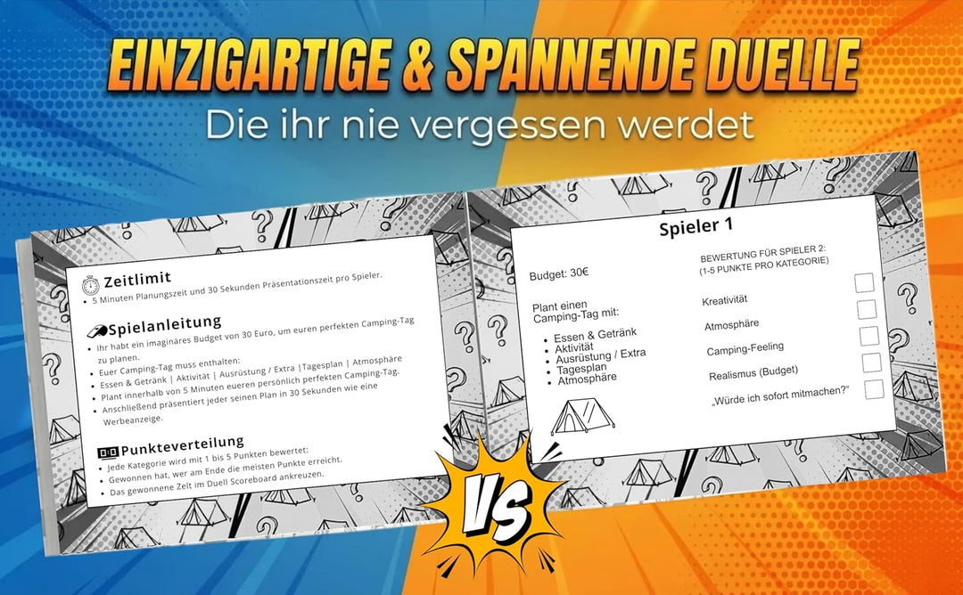 Das gnadenlose Camper-Duell für Freunde & Paare: 1 gegen 1 Challenges für Paare & Freunde | Perfekt