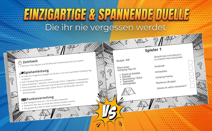 Das gnadenlose Camper-Duell für Freunde & Paare: 1 gegen 1 Challenges für Paare & Freunde | Perfekt