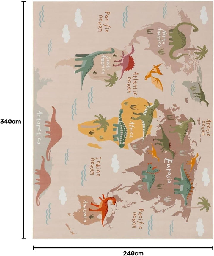 TT Home Kinderteppich Babyzimmer Teppich Kinderzimmer rutschfest Tiere Weltkarte Autos, Farbe:Grün B