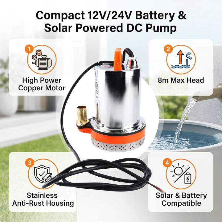 DC 12 V Tauchpumpe, Solar-Wasserpumpe, Kleine Batterie, Solar-Tauchwasserpumpe, Ideal für Bewässerun