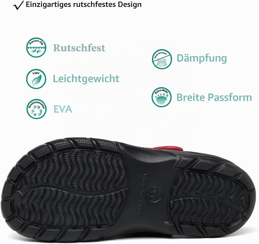 Unisex Clogs Pantoletten Sommer Hausschuhe Strand Sandalen Gartenschuhe mit Fussbett aus Weichem 40/