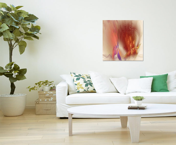 Paul Sinus Art Pastell rot beige lila gelb Abstraktes Bild auf Leinwand Abstrakt197- dekorativer Ein