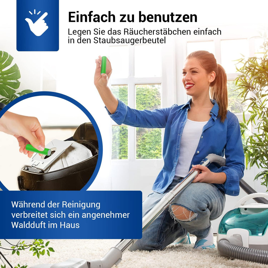VIOKS 20x Staubsauger Duftstäbchen Grün im Blister - Deo Perlen/Parfum Duft für Staubsauger Vоrwerk