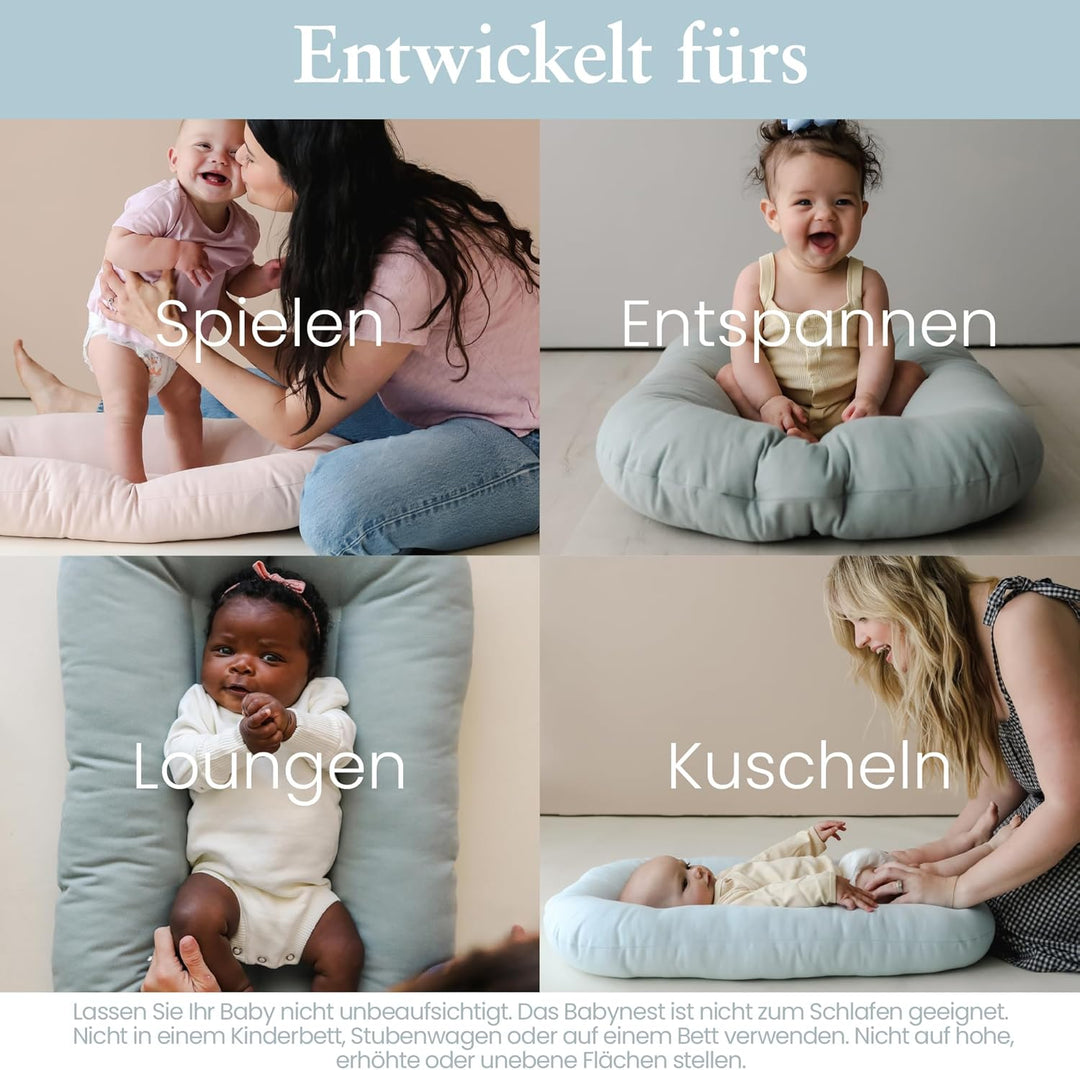 snuggle me® Babynest (0-9 Monate) - Premium Babynestchen Neugeborene, Weiche Bio-Baumwolle mit Fiber