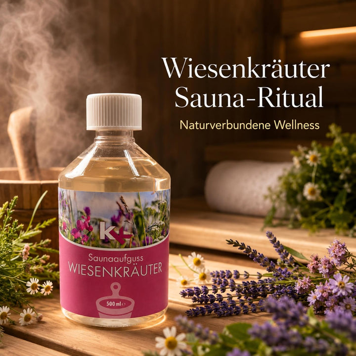 KK Sauna Aufguss Konzentrate PREMIUM - Made in Germany - Duftsorte Wiesenkräuter - 500 ml Flasche -