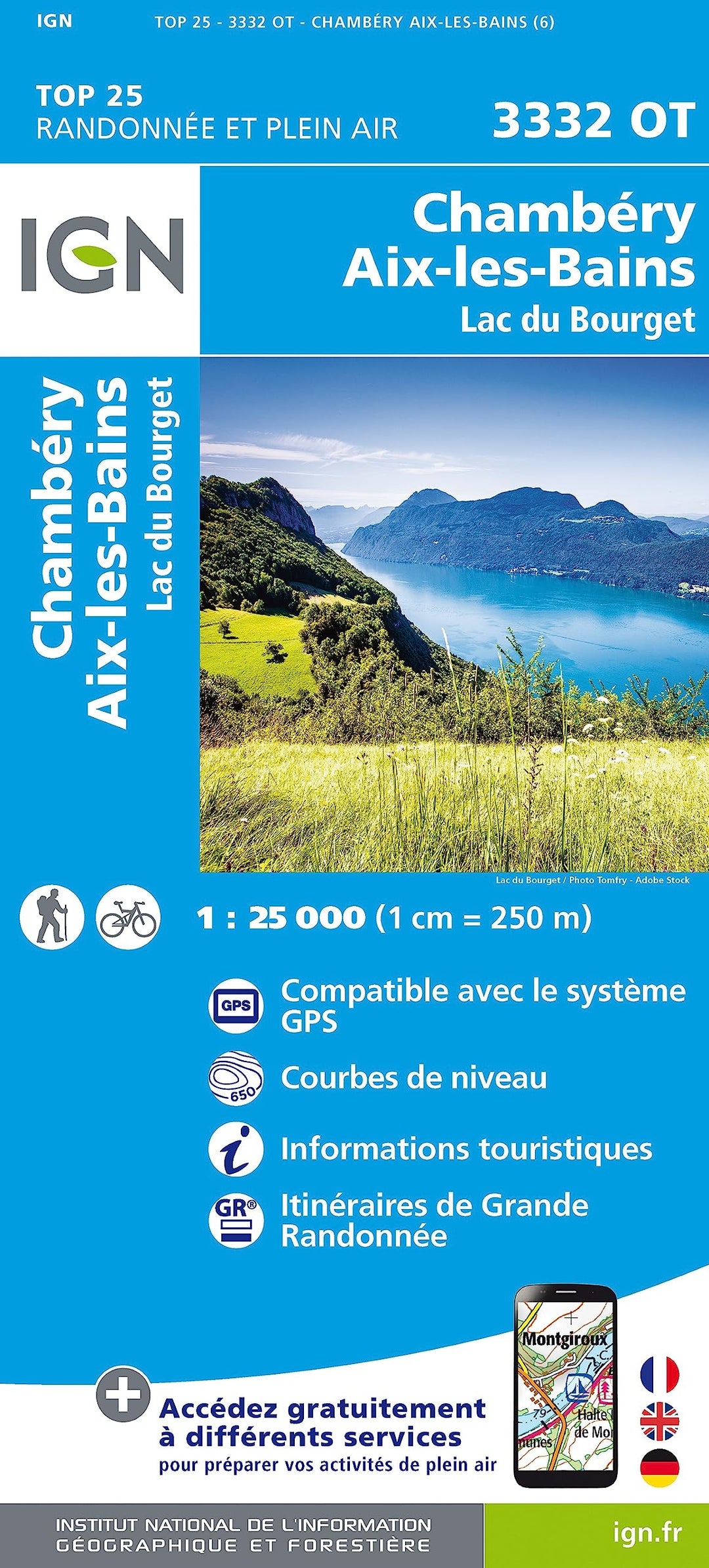 Chambéry Aix les Bains / Lac du Bourget 1:25 000 (TOP 25), Karte