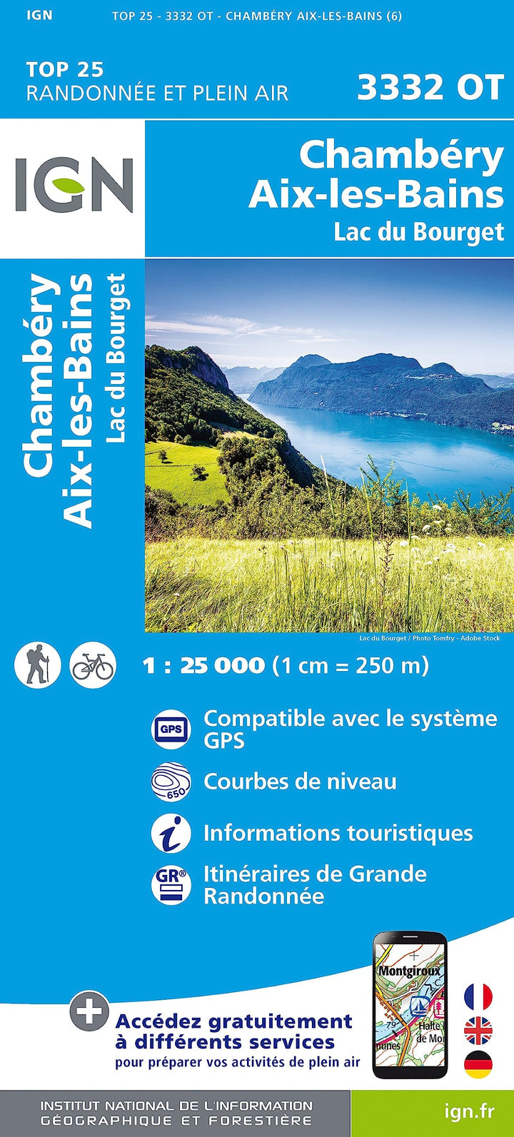 Chambéry Aix les Bains / Lac du Bourget 1:25 000 (TOP 25), Karte