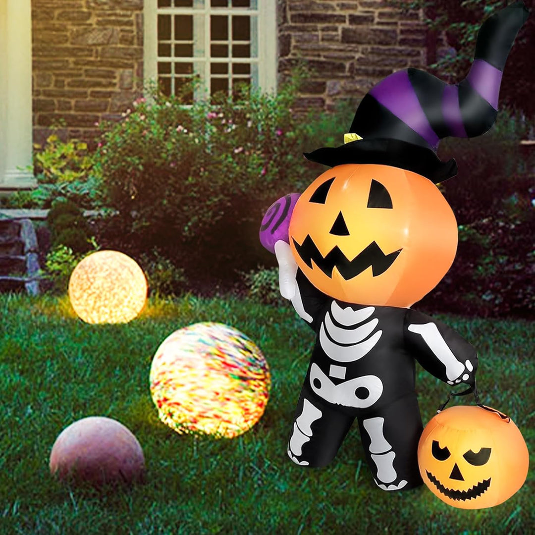 OHMG 180cm Halloween Aufblasbar Dekoration mit LED-Lichtern,Halloween Deko Aufblasbarer Kürbis Spinn