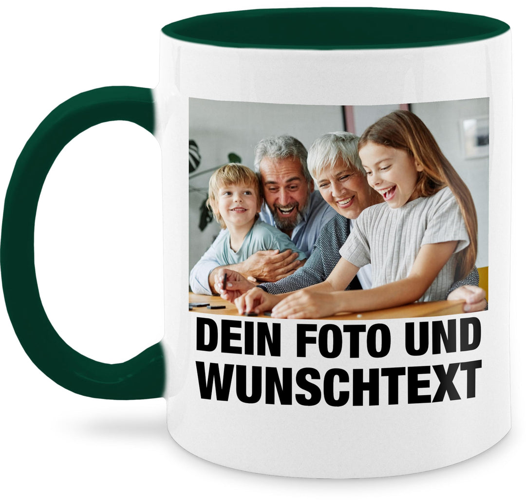 Tasse Tassen 325ml - Mit Foto I Eigenem Bild I Text I Name I Wunschtext - 325 ml - Dunkelgrün - mug