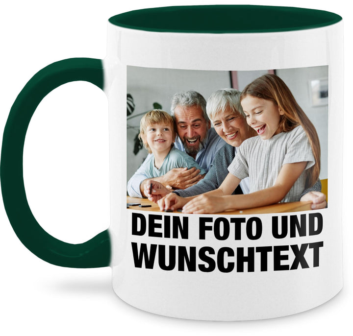 Tasse Tassen 325ml - Mit Foto I Eigenem Bild I Text I Name I Wunschtext - 325 ml - Dunkelgrün - mug