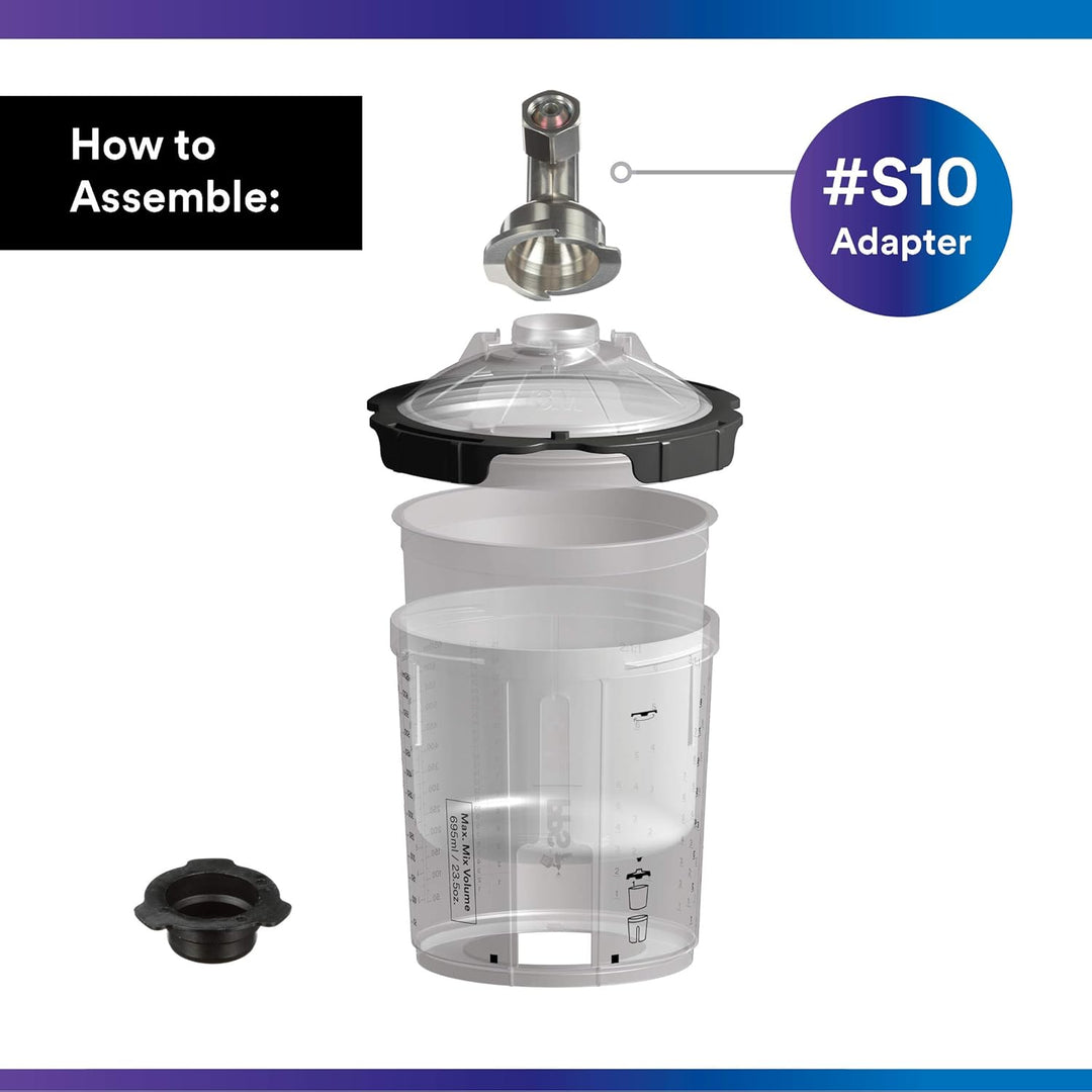 3M PPS Serie 2.0 Adapter #S10, 26017, 1/4 Innengewinde, R-Winkel 19 Gewinde BSP für seitliche Cup-Mo