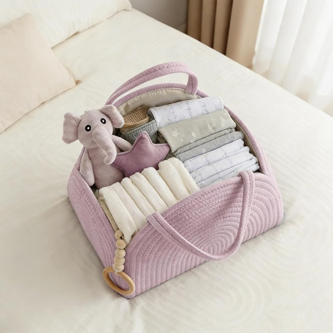YUEMING Baby Windel Caddy Organizer, Tragbarer Wickelorganizer mit Fächern und Griffen, Wickelkorb B