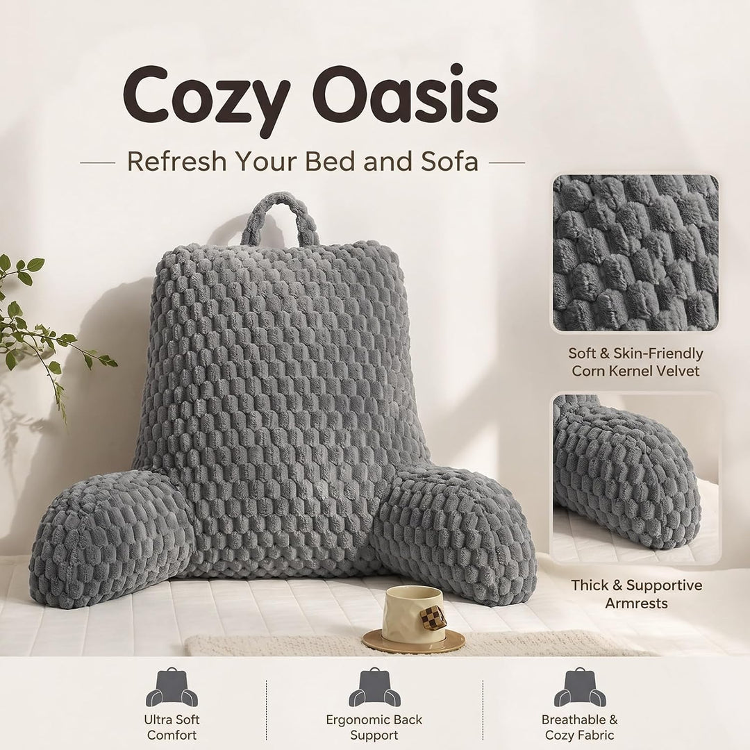 Lesekissen für Bett und Sofa, Rückenstützkissen mit Rückenlehne | Bequemes Sitzkissen mit Armlehnen,