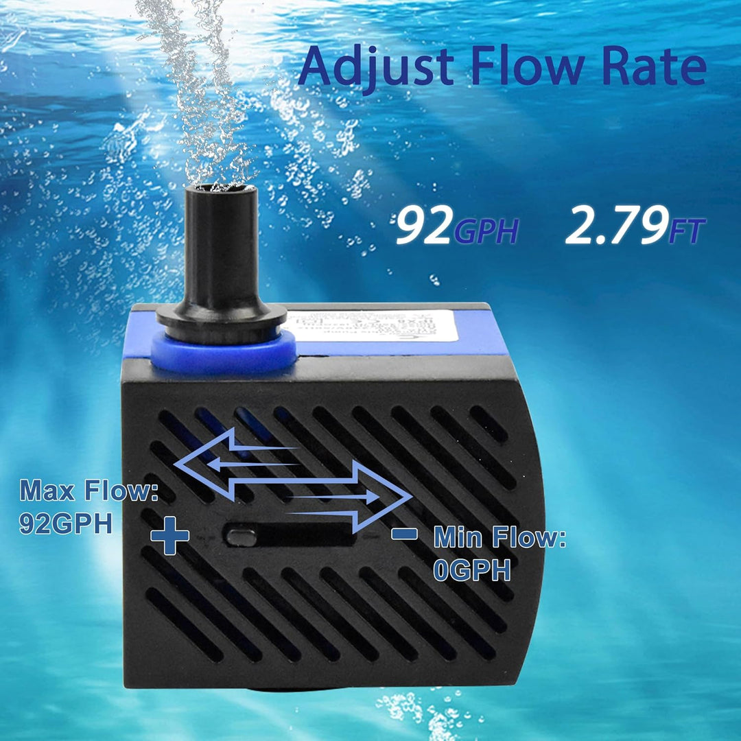 CHANCS AC 220V kleine Tauchwasserpumpe 92GPH 5W hoher Aufzug 2.79ft Mini-Brunnenpumpe für Haustierbr