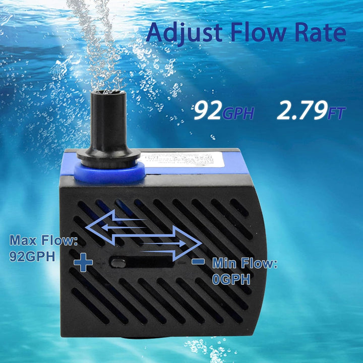 CHANCS AC 220V kleine Tauchwasserpumpe 92GPH 5W hoher Aufzug 2.79ft Mini-Brunnenpumpe für Haustierbr