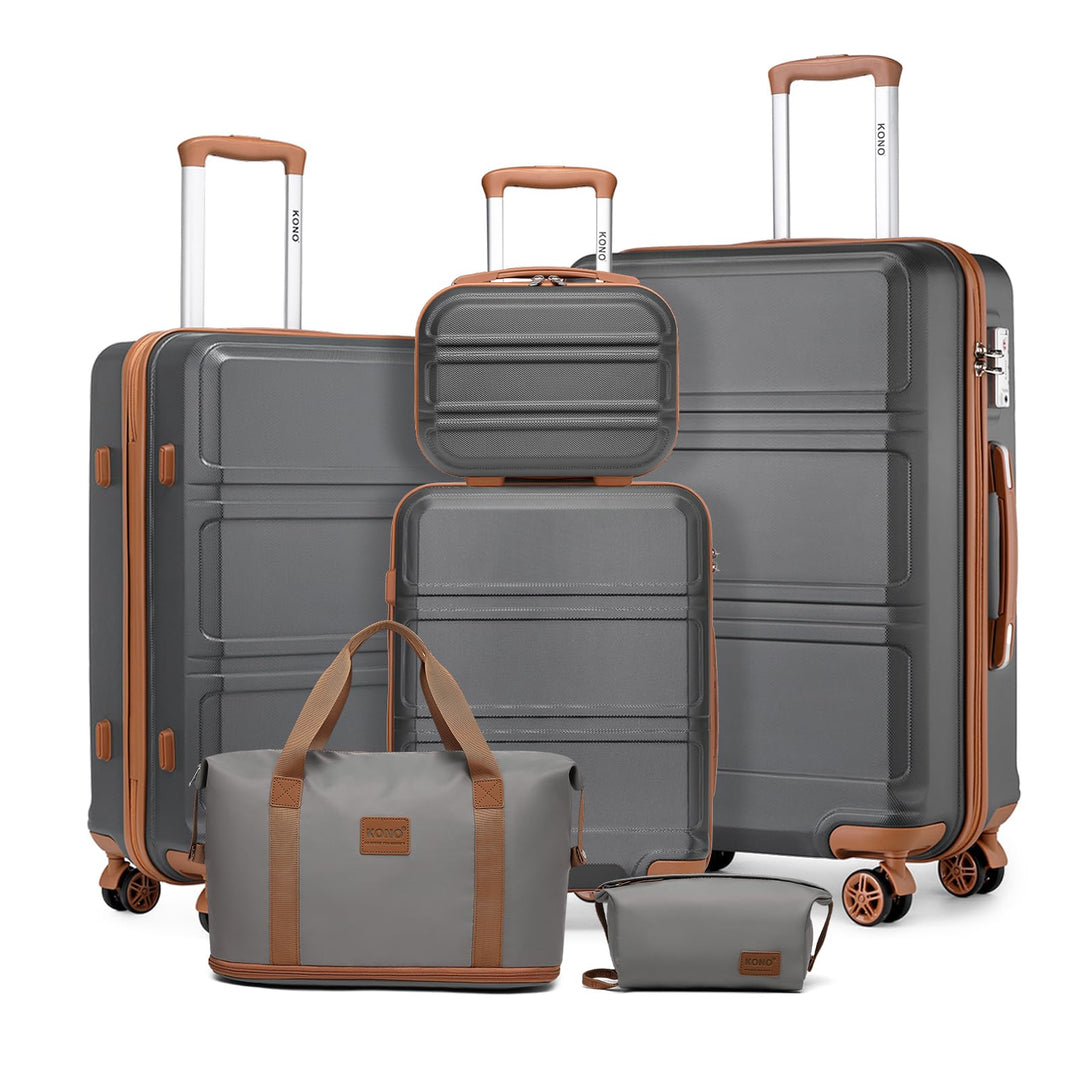 KONO Kofferset Reisekoffer Set Gepäcksets 6 Teilig, Koffer Set mit Beautycase Kosmetikkoffe mit Hand