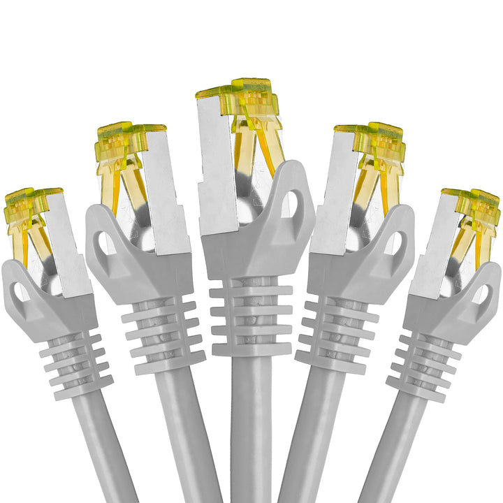 BIGtec LAN Kabel 5 Stück 3m Netzwerkkabel CAT7 Ethernet Internet Patchkabel CAT.7 grau Gigabit doppe