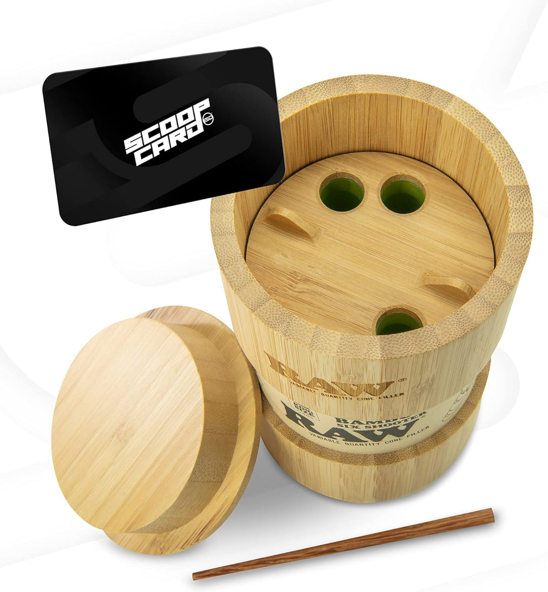 RAW Bamboo Six-Shooter für King Size Kegel – variable Menge Kegelfüllgerät – Füllt 1, 2, 3 oder 6 Ke