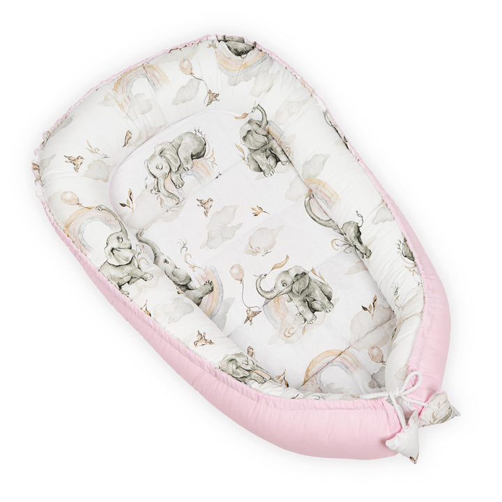 PIMKO Pink Babynest Babynestchen für Baby Kuschelnest 2-seitig Babykokon für Säuglinge und Neugebore
