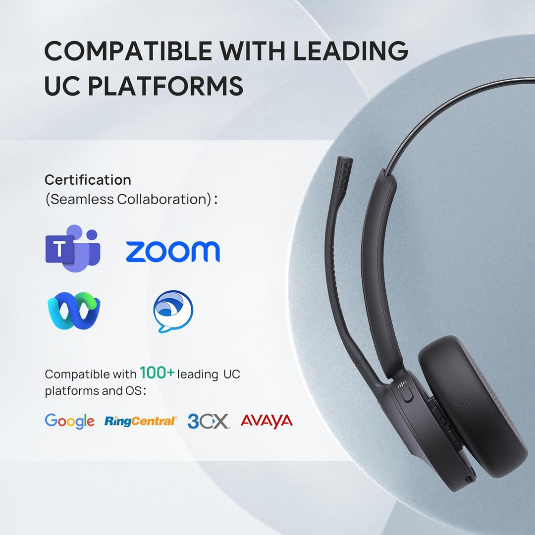 Yealink BH70 Mono Bluetooth Headset mit Mikrofon für Homeoffice, Microsoft Teams Zertifiziertes Blue
