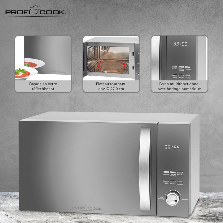 ProfiCook PC-MWG 1176 H, 3 in 1 Mikrowelle mit Heissluft und Grill, 23 Liter Garraum, 2300 Watt Heis