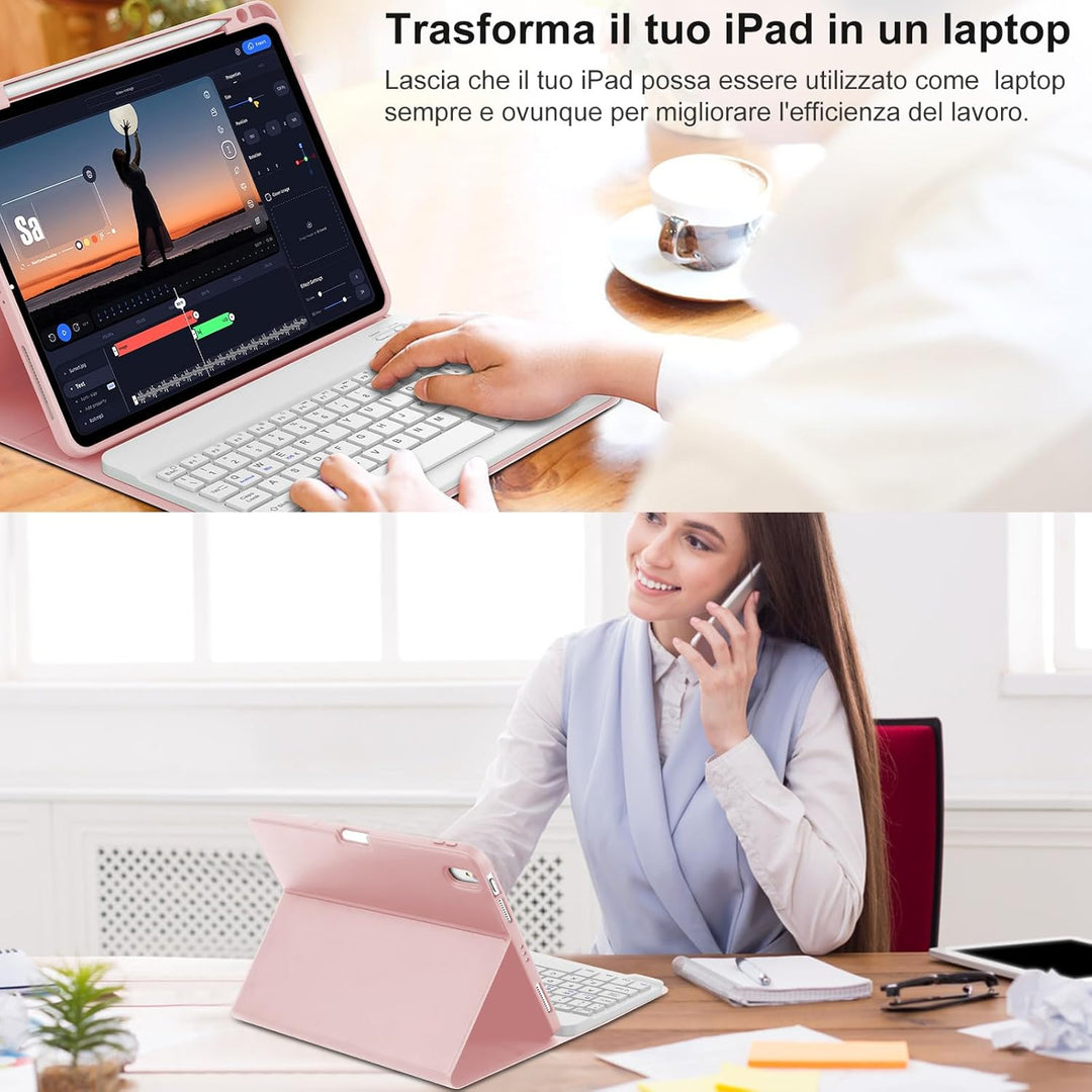 Tastatur für iPad Air 11 M3 2025/M2 2024, Italienische Tastatur, abnehmbare Bluetooth-Schutzhülle mi