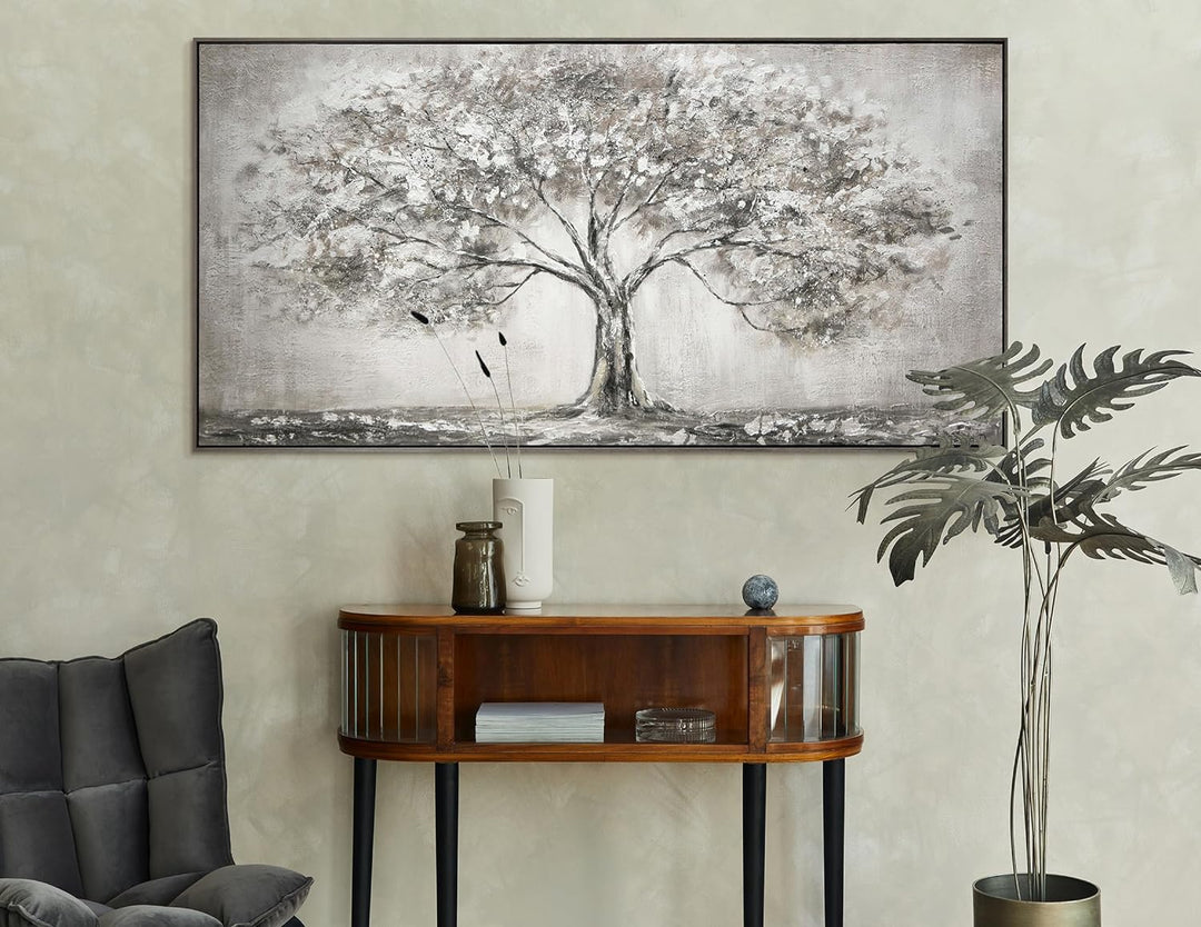 YS-Art Acryl Gemälde auf Leinwand handgemalt Lebensbaum Abstrakte Kunst Bilder Wohnzimmer Wandbilder
