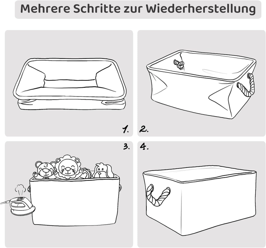 Mangata Faltbare verdickte Leinwand Aufbewahrungsbox mit Griffen für Schrank/Garderobe (Grau, Mittel