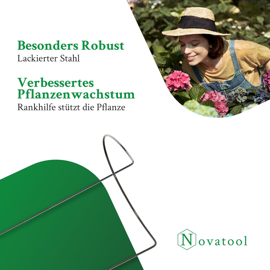 Novatool 10 Strauchstütze 100 cm hoch halbrund 40 cm grün Staudenhalter Blumenhalter Rankengewächs P