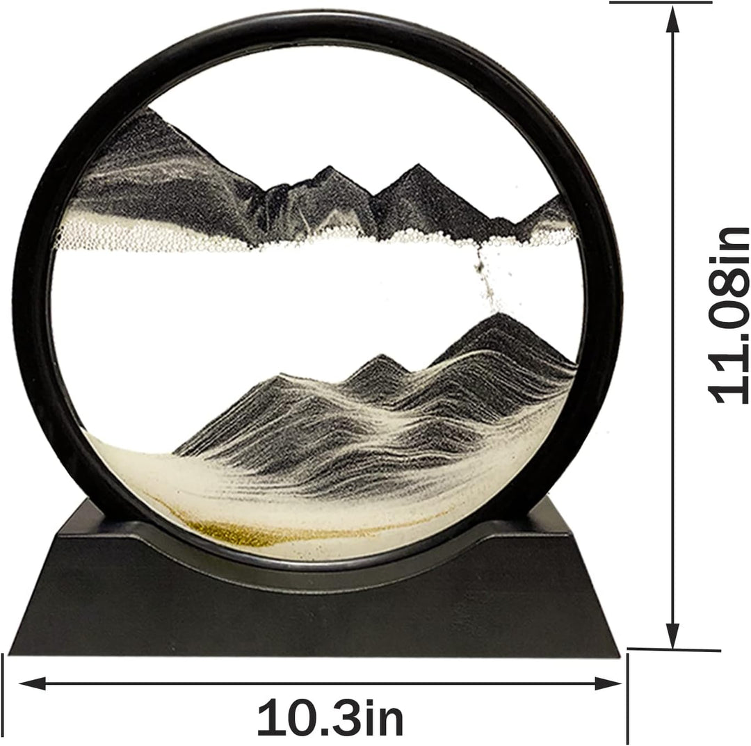Yuomiker Fliessende Sandmalerei - Dynamisch 3D Sandbilder zum Drehen, Bewegliche Sandkunst runder Gl