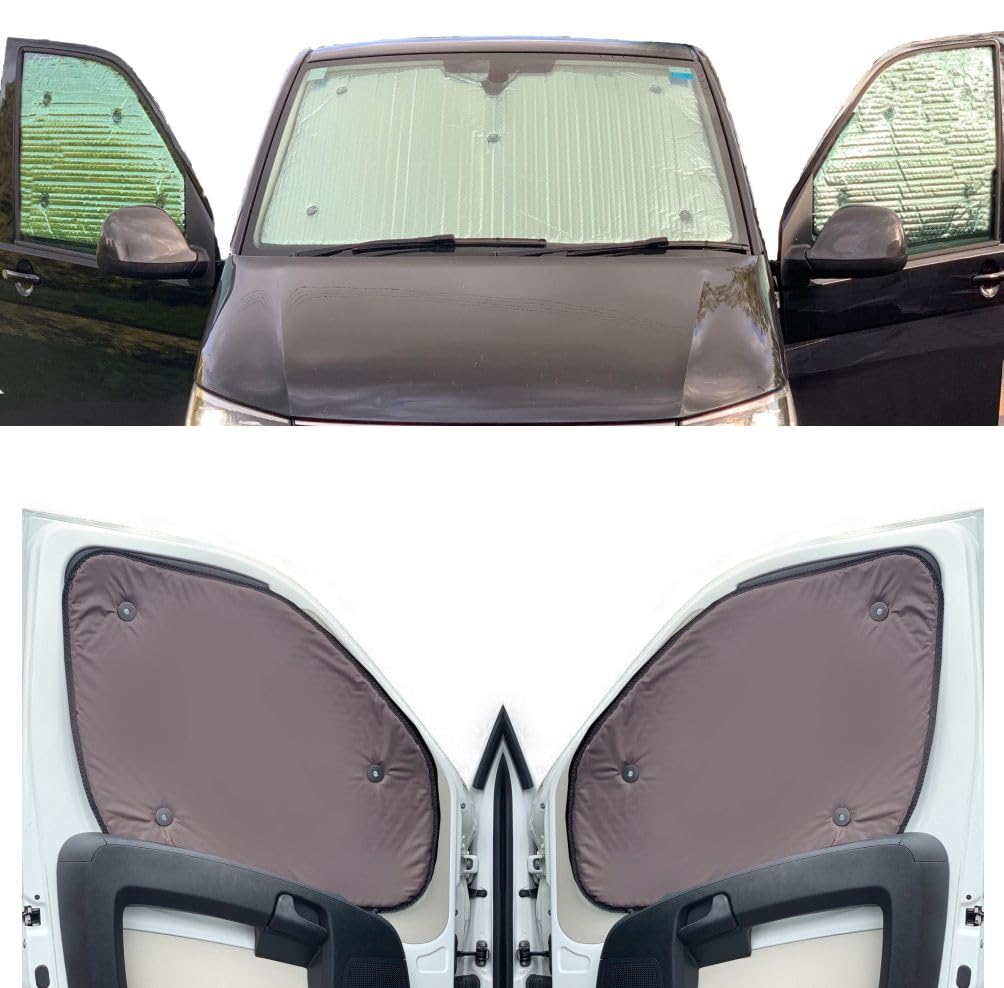 Fensterrollo-Set für Ford Transit Custom (2012-Datum), wendbar, Thermisch Trägerfarbe: Braun Front s