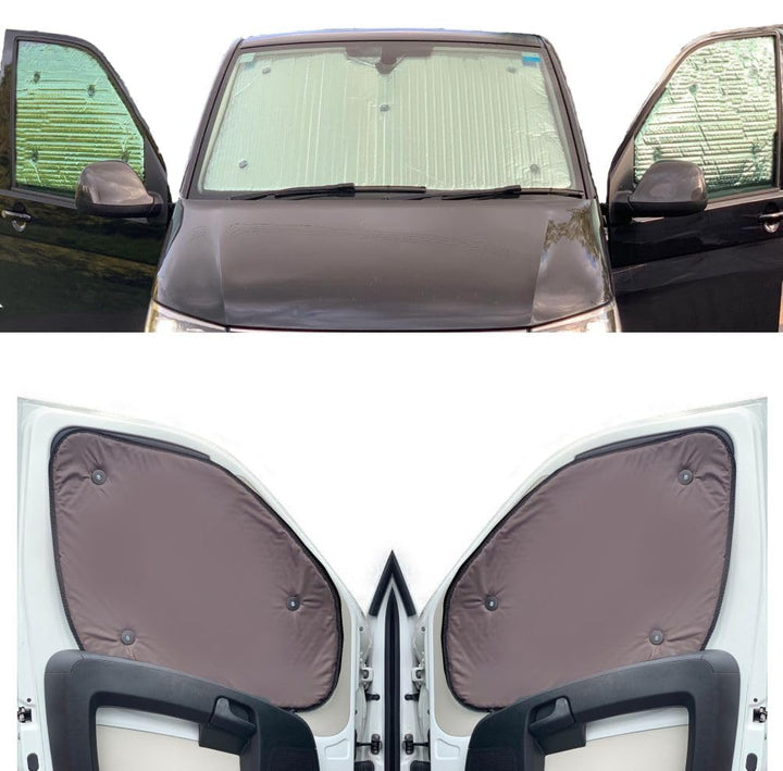 Fensterrollo-Set für Ford Transit Custom (2012-Datum), wendbar, Thermisch Trägerfarbe: Braun Front s