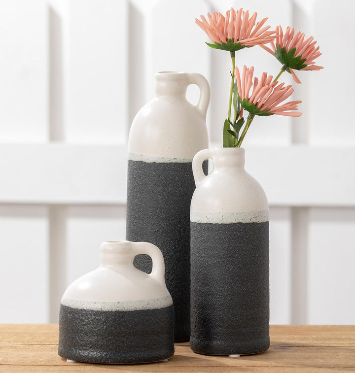 Sullivans Modern Farmhouse CM2945 Keramikkännchen, zweifarbig, Schwarz und Weiss, 3 Stück, 10,2 cm,