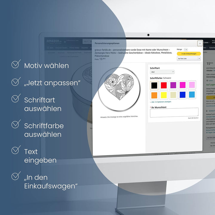 gravur-farbik.de – personalisierbare runde Dose mit Name oder Wunschtext – Zentangle Stern Motive –