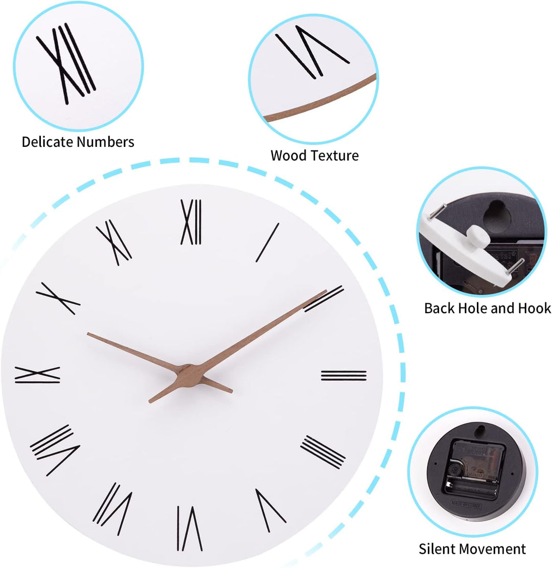 ACCSHINE MDF Holz Wanduhr Ohne TickgeräUsche Lautlos Modern 30cm Quarz Gross Batterie Betriebene Wan