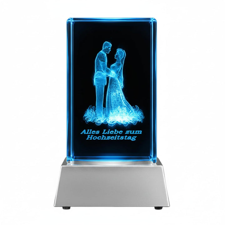 Kaltner Präsente Stimmungslicht LED Kerze/Kristall Glasblock/Motiv Hochzeit / 3D-Laser-Gravur - Alle