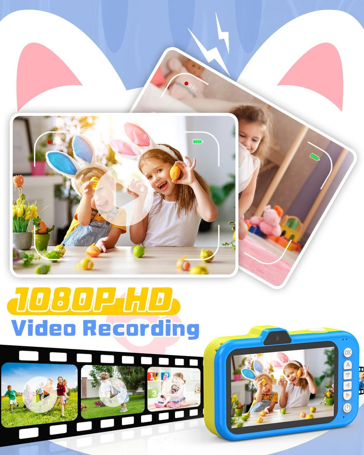 Kinderkamera, 3,5" Grossbildschirm 48MP 1080P Digitalkamera Kinder mit 360° Drehbares Zoomobjektiv L