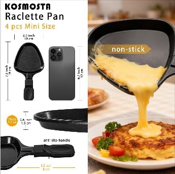 Kosmosta Pfännchen Mini 4 Stücke Antihaftbeschichtet Grill Pfännchen Dreieck Mini Raclette Grill mit